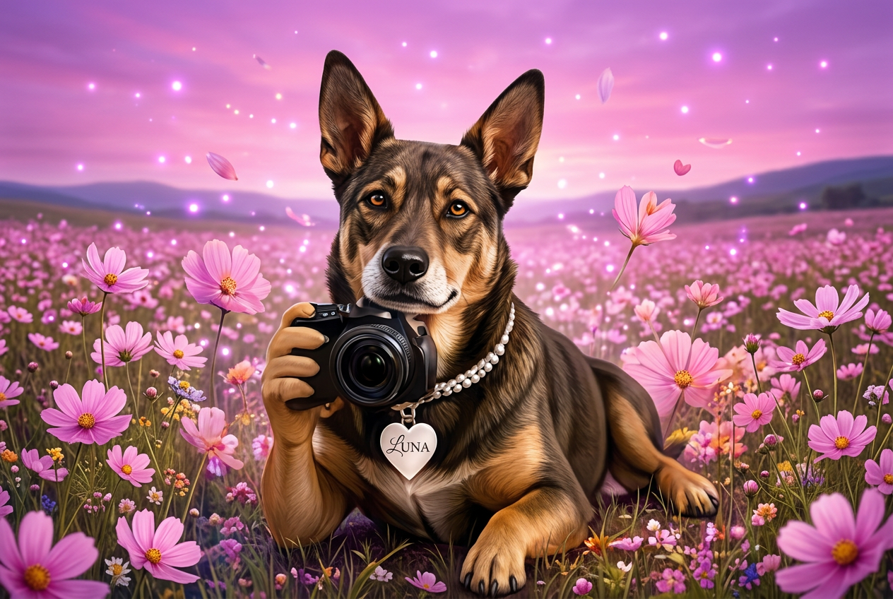 Luna representando o serviço de Fotos Profissionais com IA